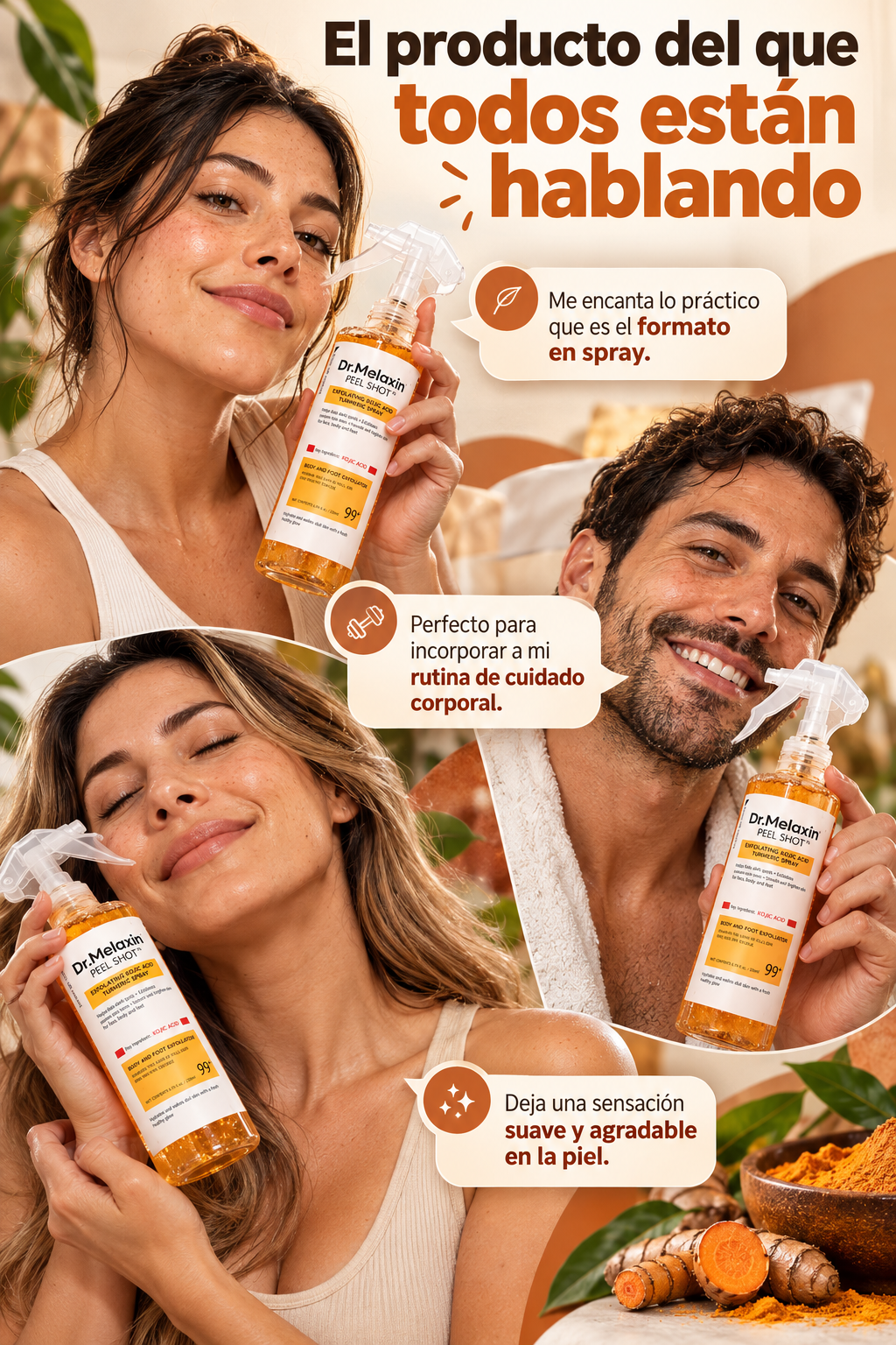 Melaxin™ – Spray Exfoliante para una Piel Lisa y de Tono Uniforme.